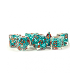 Polyhedral Dice Set: Resin Pearl - Teal w/Copper