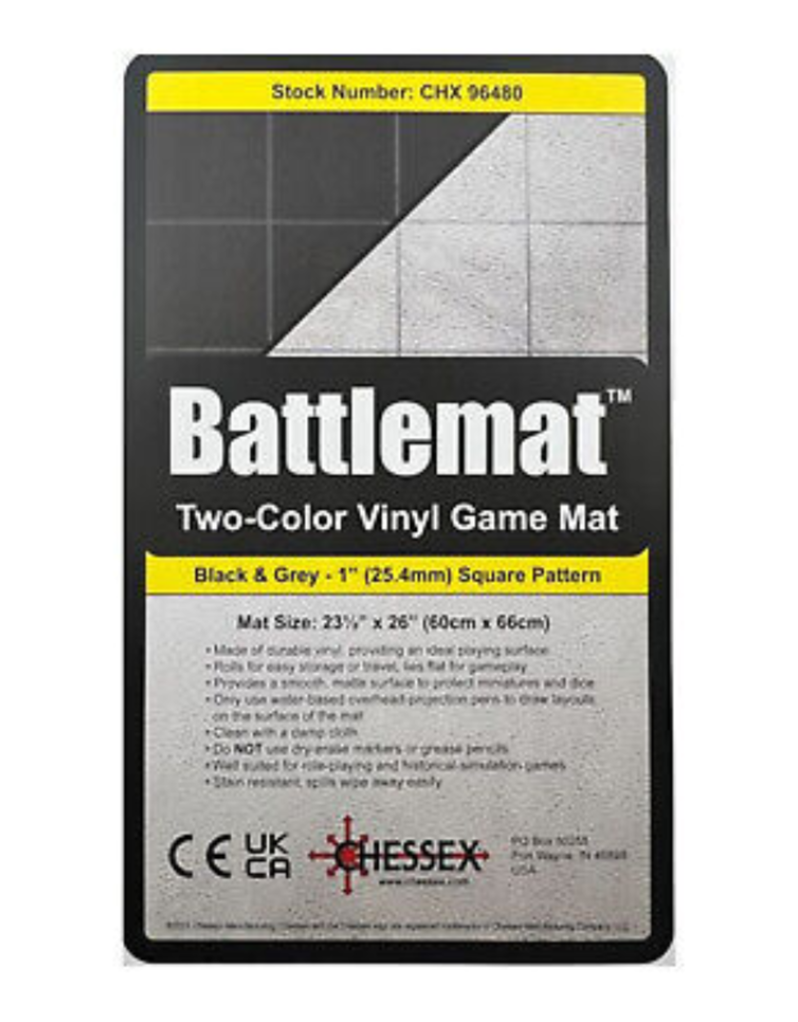 Reversible Battlemat: Black-Grey 1" Squares (23½" x 26")