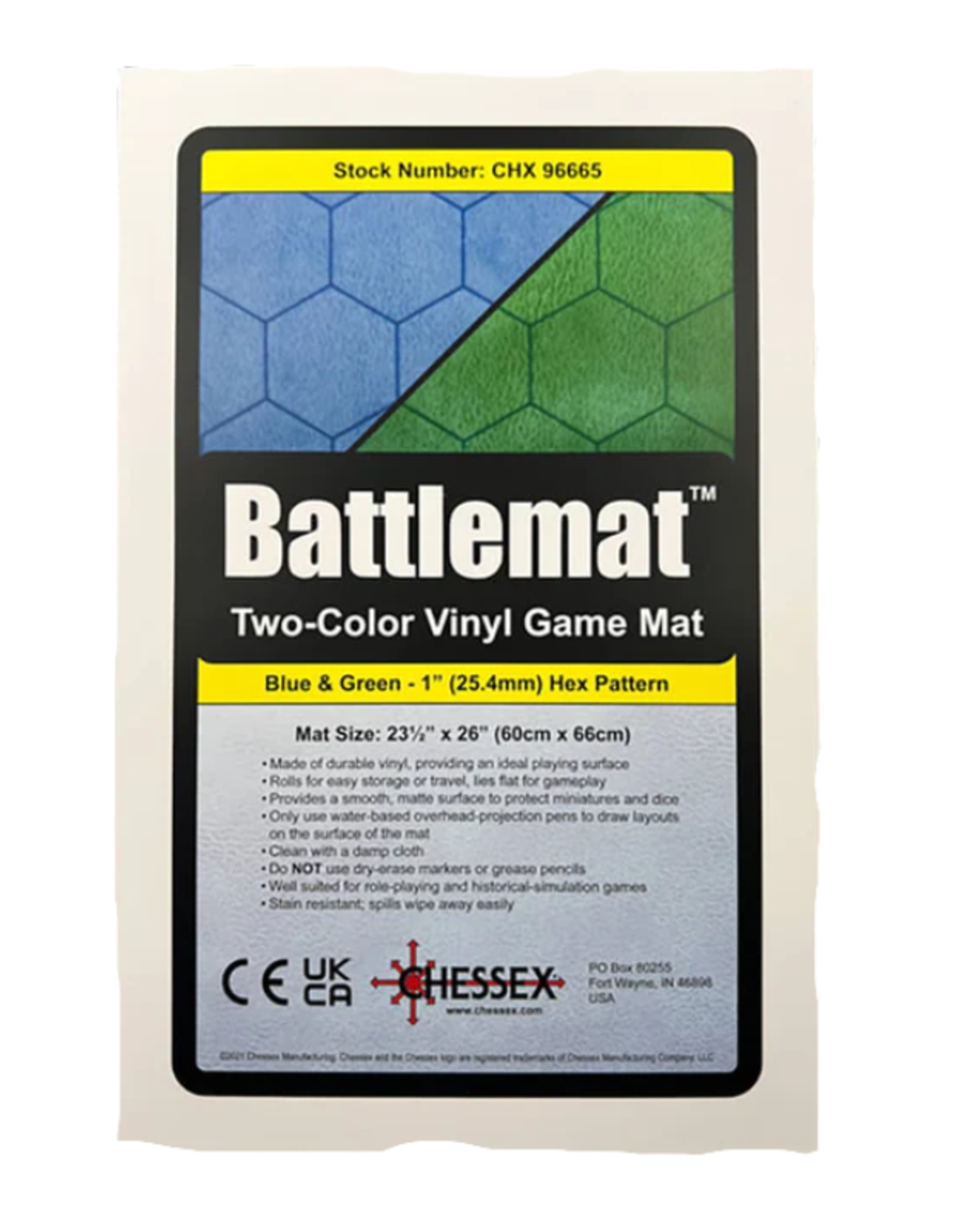 Reversible Battlemat: Blue-Green 1" Hexes (23.5" x 26")