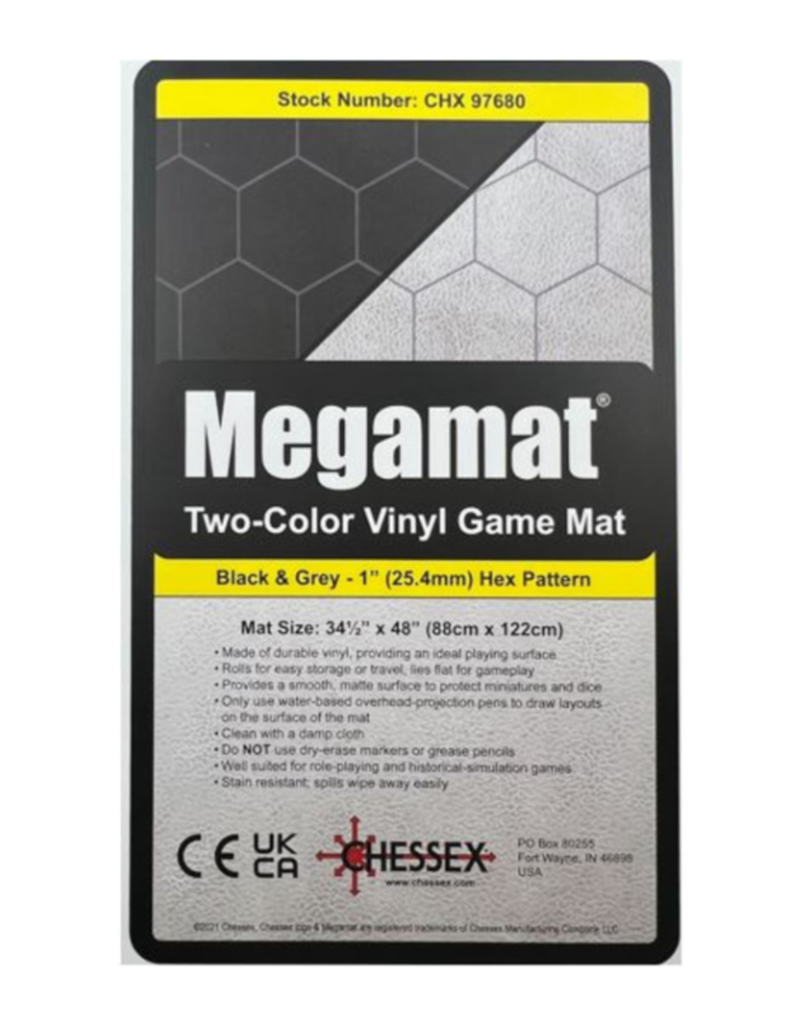 Reversible Megamat: Black-Grey 1" Hexes (34.5" x 48")