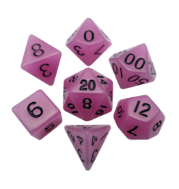 Polyhedral Dice Set: Glow - Light Purple/Black