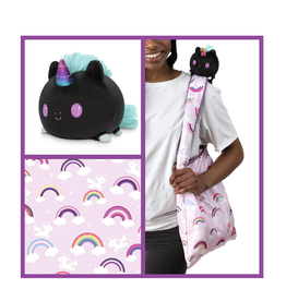 TeeTurtle Plushie Tote: Black Unicorn Rainbows