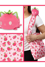 TeeTurtle Plushie Tote: Pink Strawberry Cat