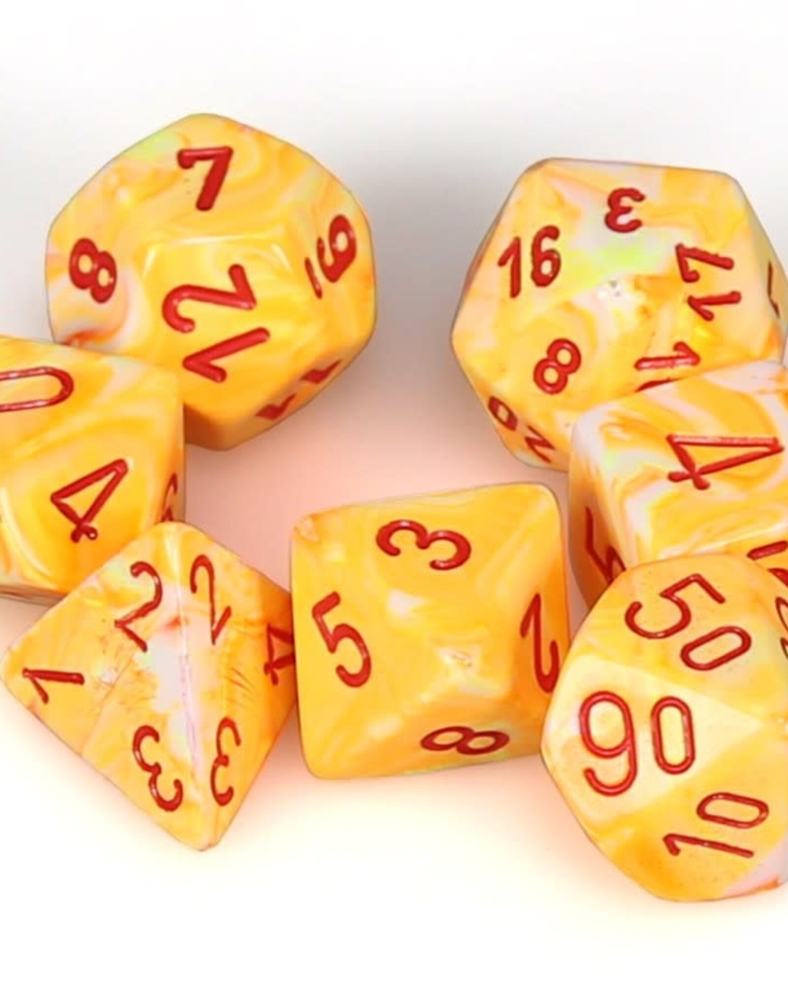 Polyhedral Dice Set: Festive - Sunburst w/ Red