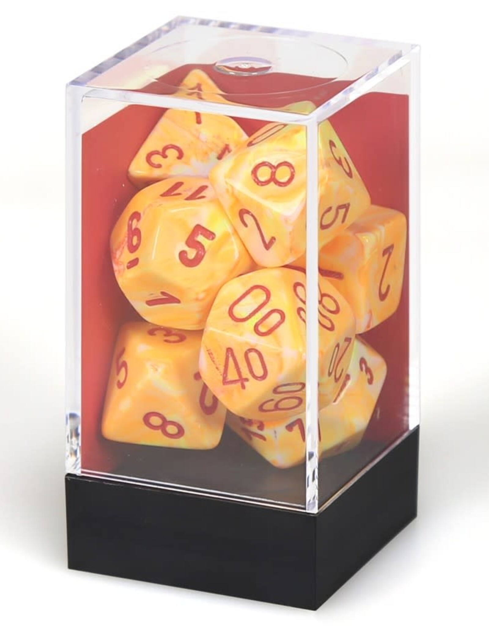 Polyhedral Dice Set: Festive - Sunburst w/ Red