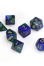 Polyhedral Dice Set: Gemini Blue-Green w/Gold