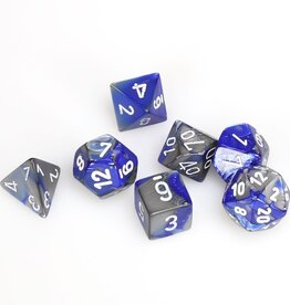 Polyhedral Dice Set: Gemini Blue-Steel w/White