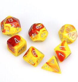Polyhedral Dice Set: Gemini Red-Yellow w/Silver