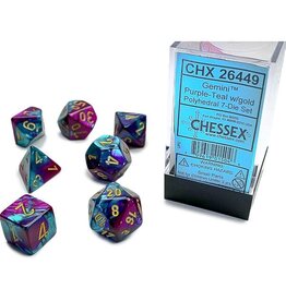 Polyhedral Dice Set: Gemini - Purple-Teal w/ Gold
