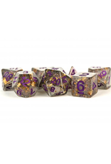 Polyhedral Dice Set: Gray w/ Gold Foil/ Purple Numbers