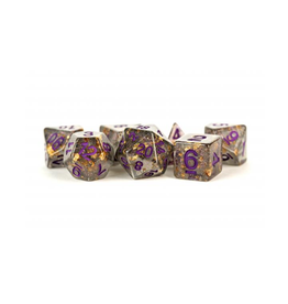 Polyhedral Dice Set: Gray w/ Gold Foil/ Purple Numbers
