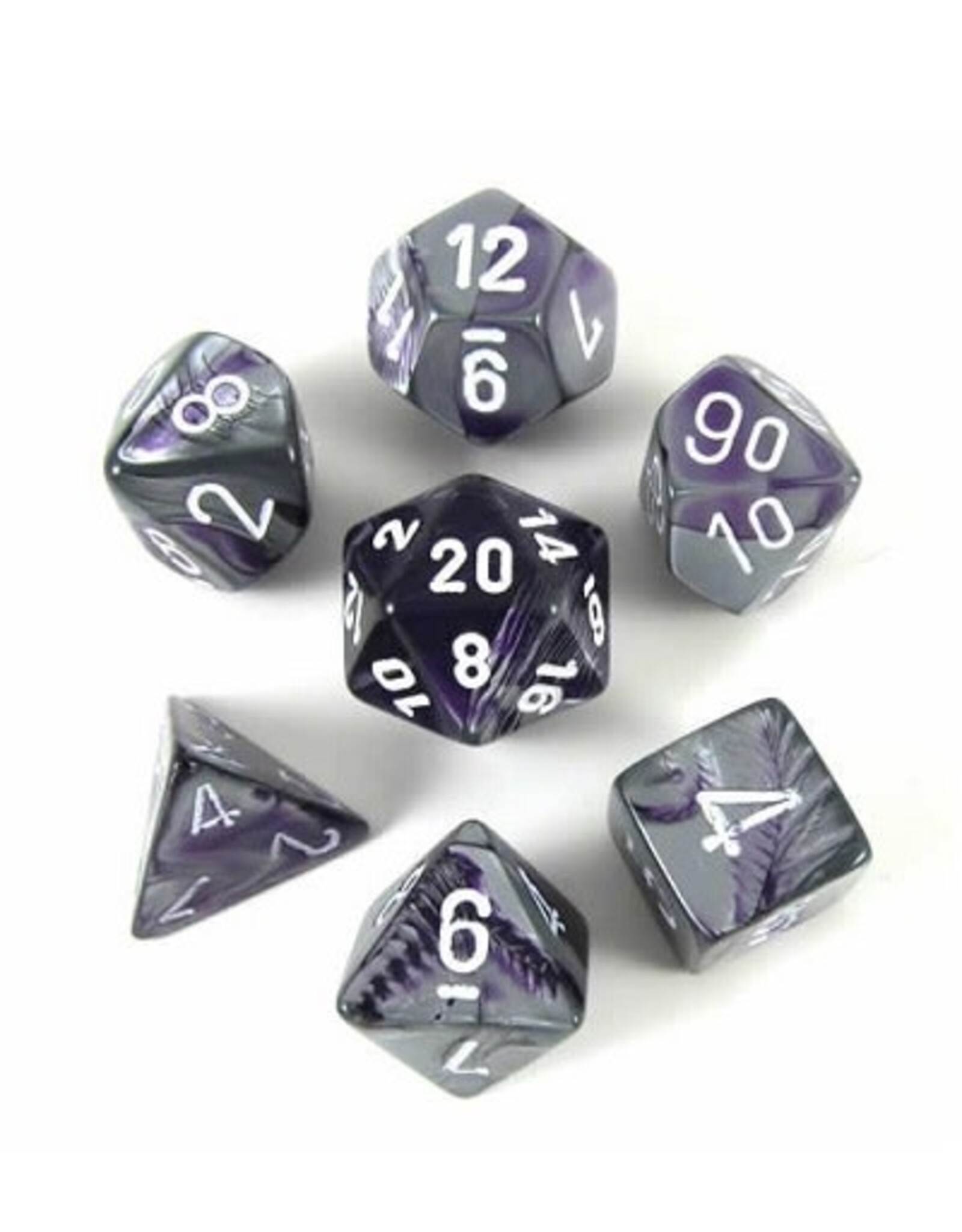 Polyhedral Dice Set: Gemini - Purple Steel w/White