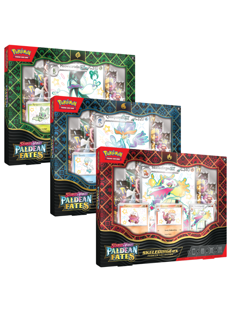 Pokemon Scarlet & Violet Paldean Fates 5 Booster Tin Full Art Set