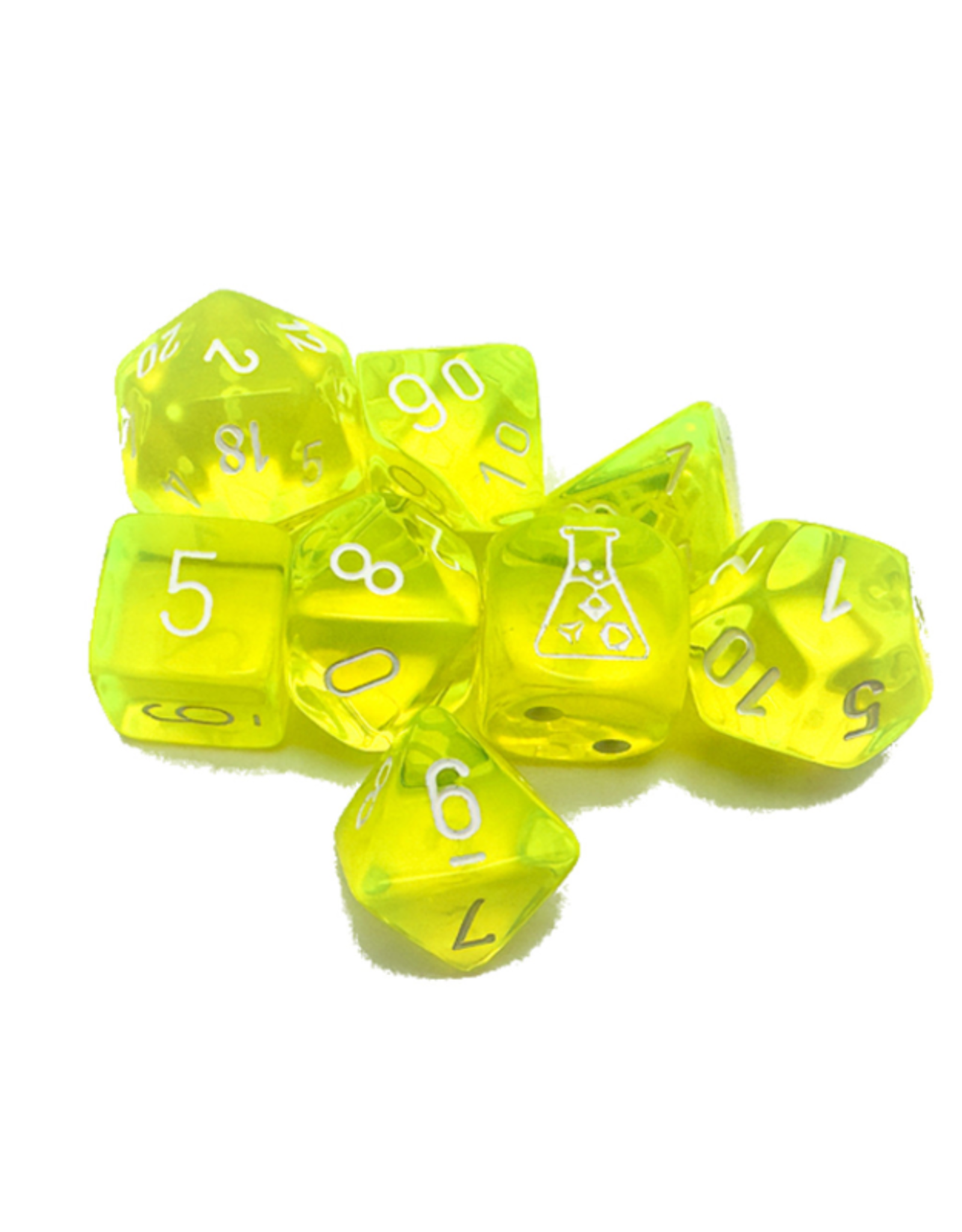 Polyhedral Dice Set: Lab Dice -Neon Yellow/White