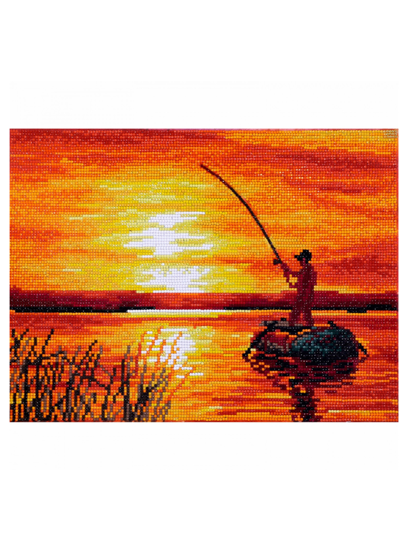 Diamond Painting Kits for Adults Kids, Sunset Lake Fishing 40x50cm