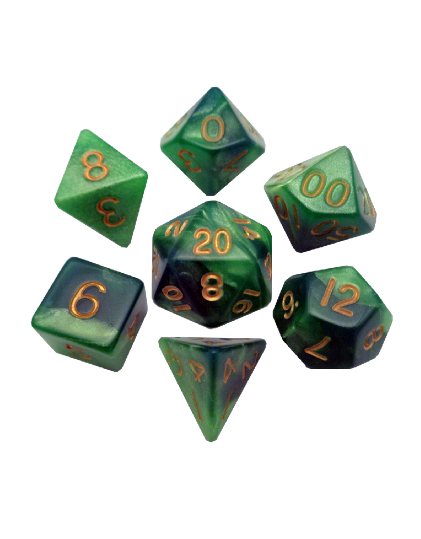 Polyhedral Dice Set: Combo - Green and Light Green w/Gold