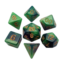 Polyhedral Dice Set: Combo - Green and Light Green w/Gold