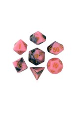 Polyhedral Dice Set: Pink-Black w/Gold
