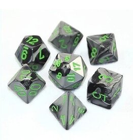 Polyhedral Dice Set: Gemini - Black and Grey w/Green