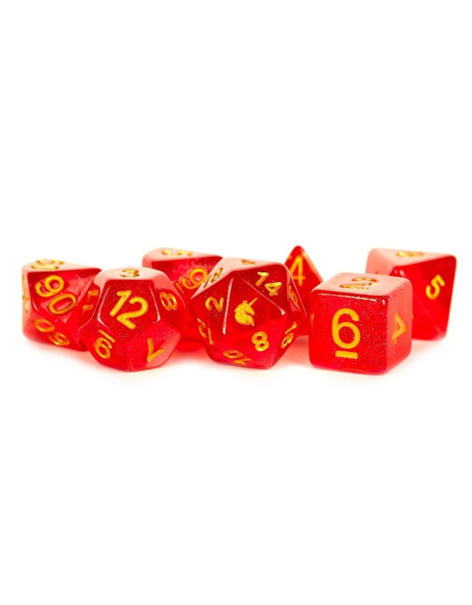 Polyhedral Dice Set: Unicorn - Red
