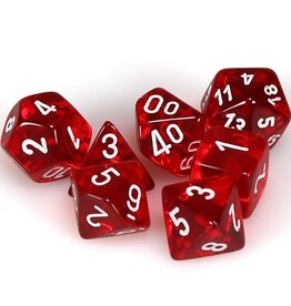 Polyhedral Dice Set: Translucent Red/White