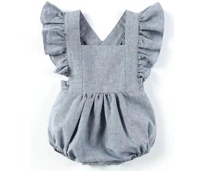 denim ruffle romper