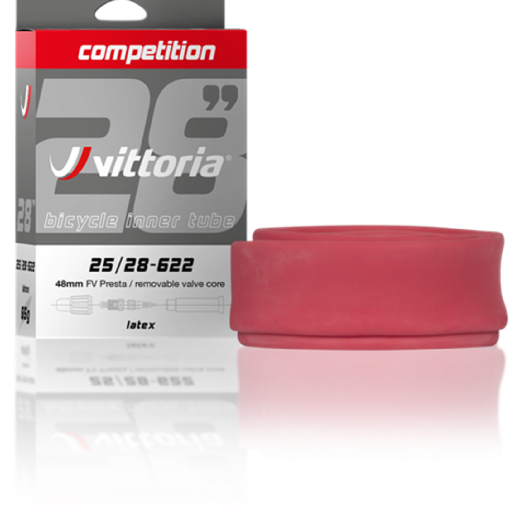 Vittoria VITTORIA, Competition Latex Tube: 700 x 25-28 mm, 48mm Presta with Removable Valve Core