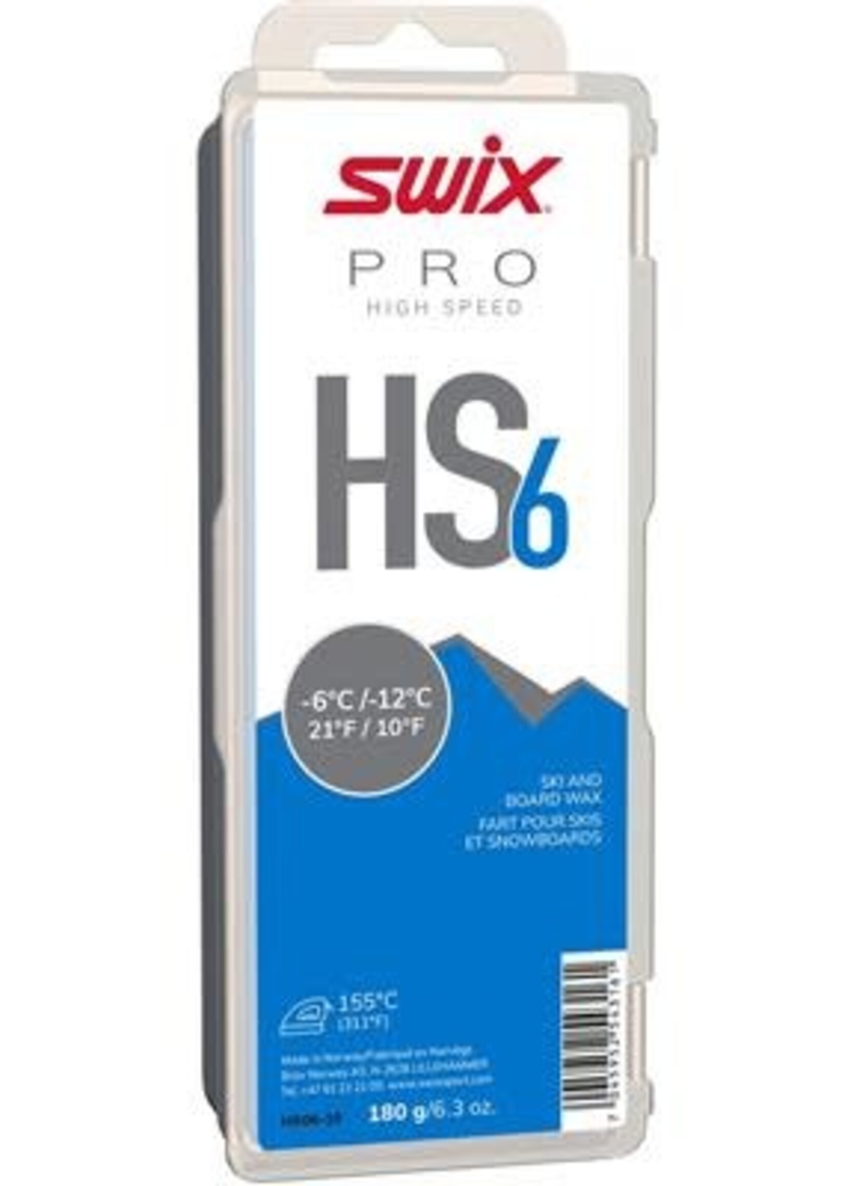 Swix SWIX, HS6 Blue Glide Wax (-6°C/-12°C) 180g
