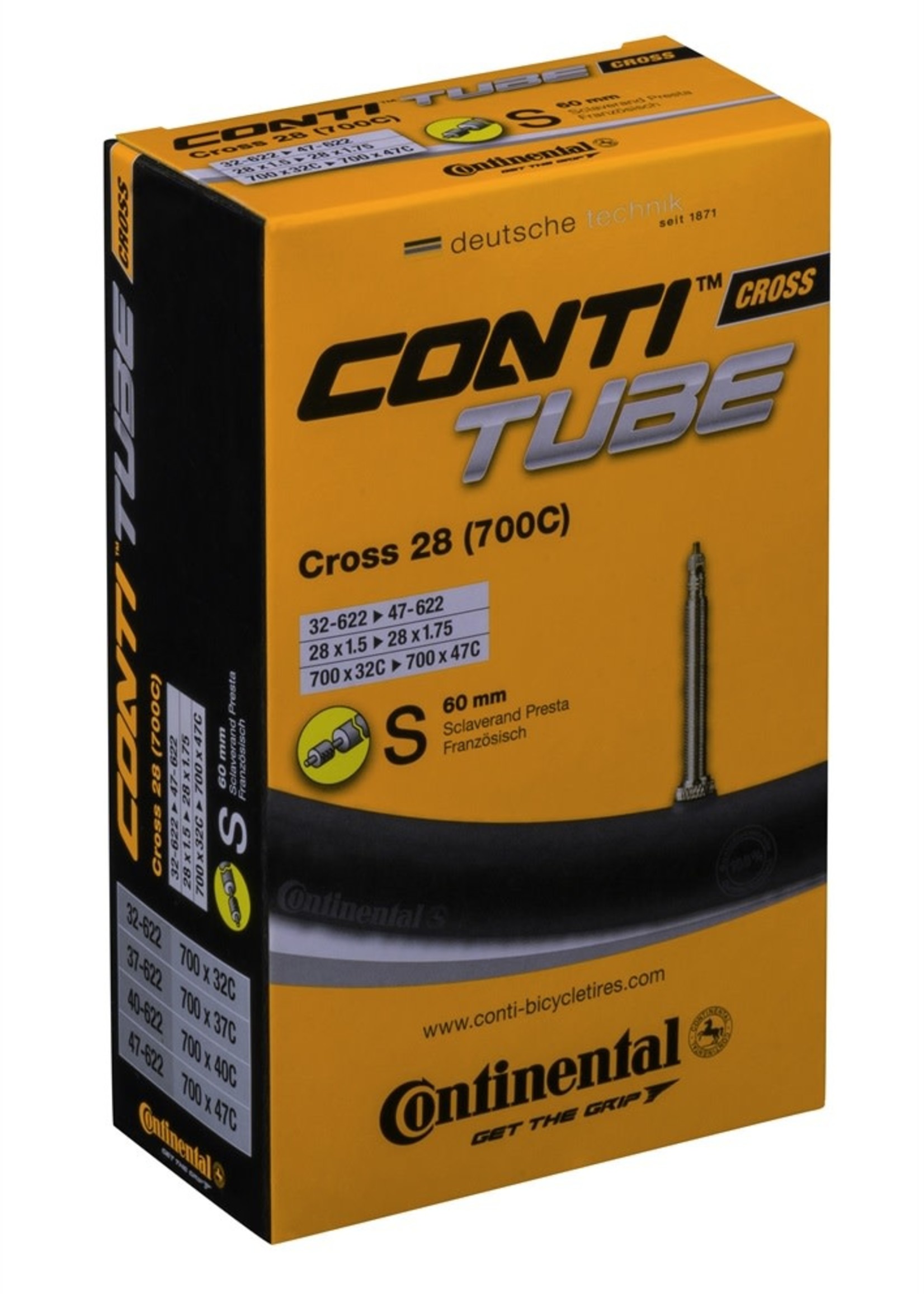 Continental CONTI, Tube, 700x25-32, Presta, 60mm, Race Wide
