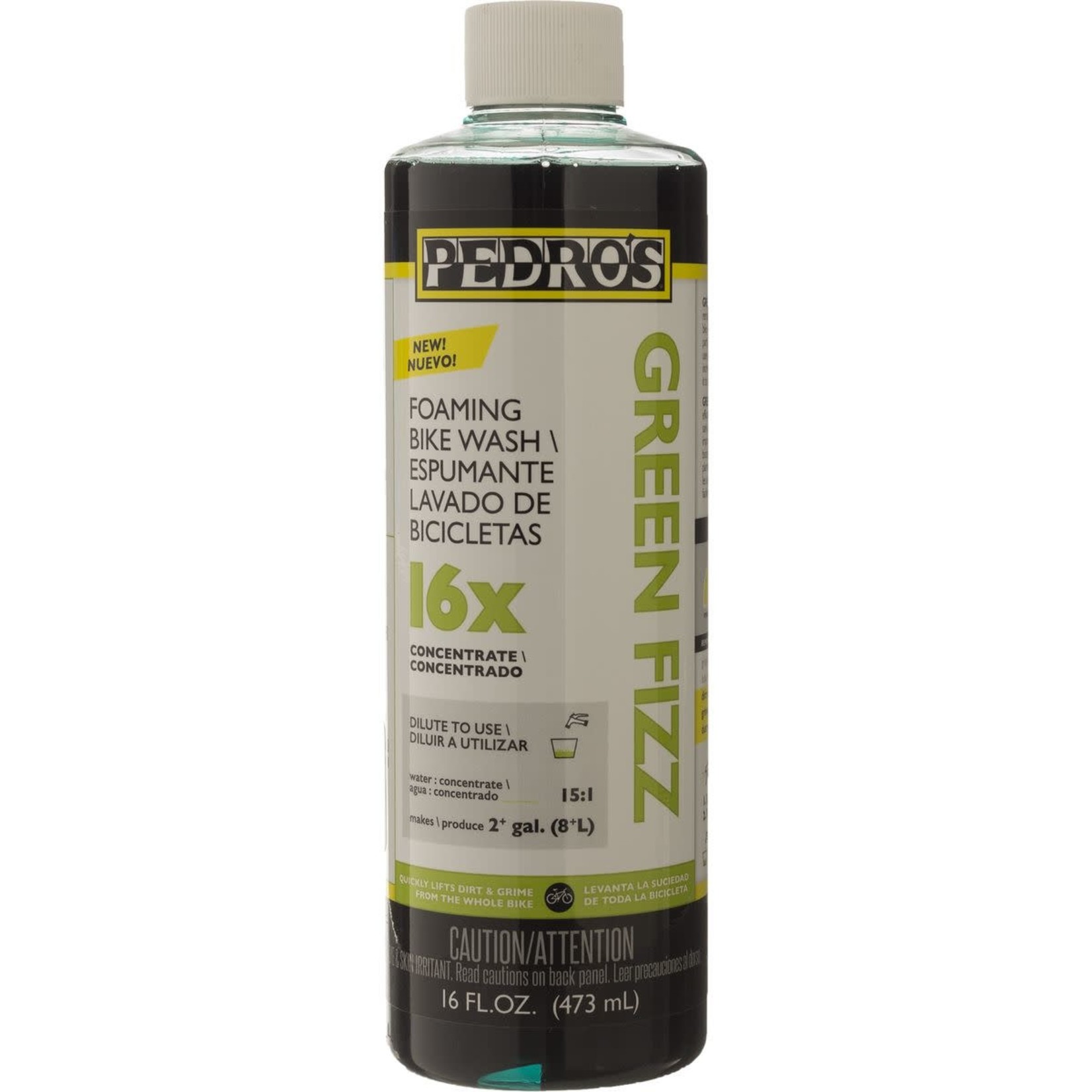 Pedros Pedros, Green Fizz 16X, Concentrated bike wash, 16oz/ 475ml