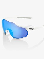 100% 100%, RACETRAP, MATTE WHITE / HIPER BLUE MULTILAYER MIRROR