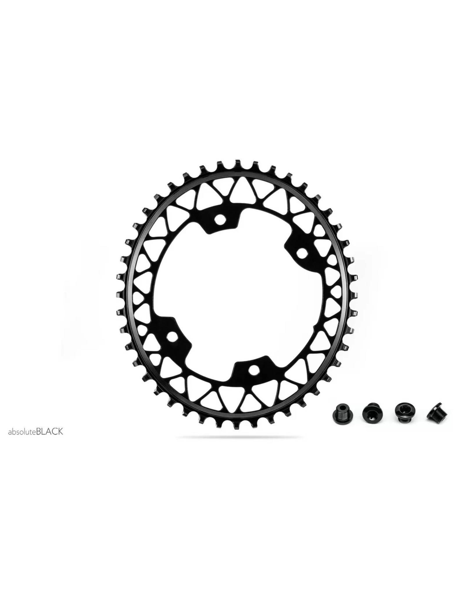 Absolute Black ABSOLUTE BLACK, Oval, Gravel 1x 110/4 bcd n/w Chainring + Bolts, Grey,  48T