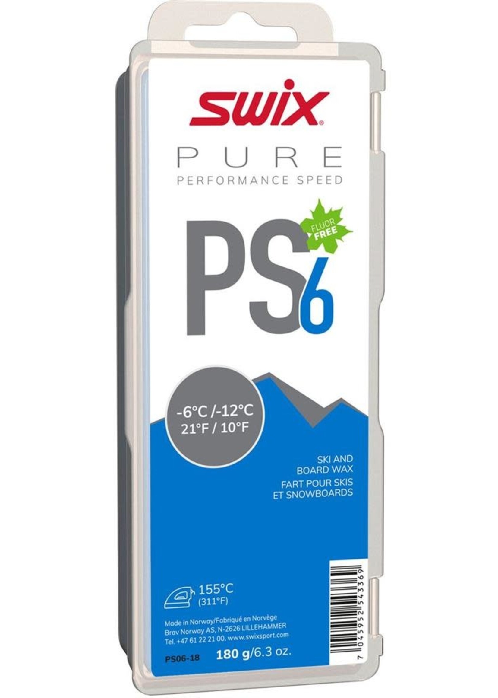 Swix SWIX, PS6 Blue Glide Wax ( -6°C / -12°C) 180g