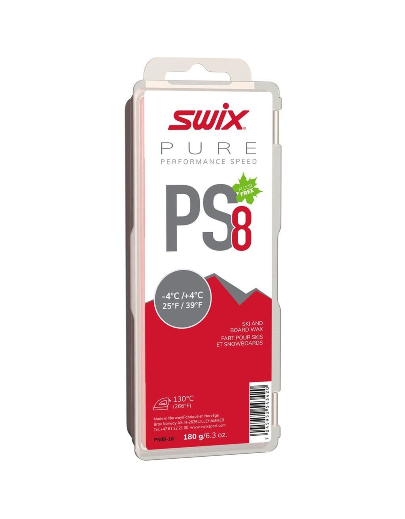 SWIX, Wax, PS8 Red, -4C/+4C, 180g