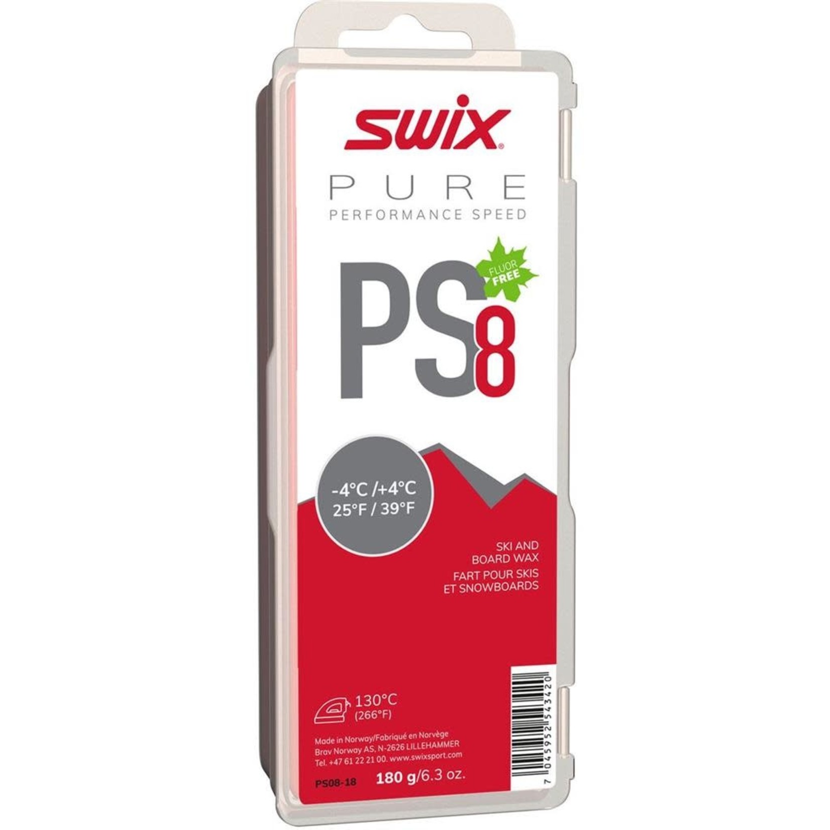 SWIX, PS8 Red Glide Wax, -4C/+4C, 180g