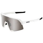 100% 100%, S3 Sunglasses, Matte White - HiPER Silver Mirror Lens