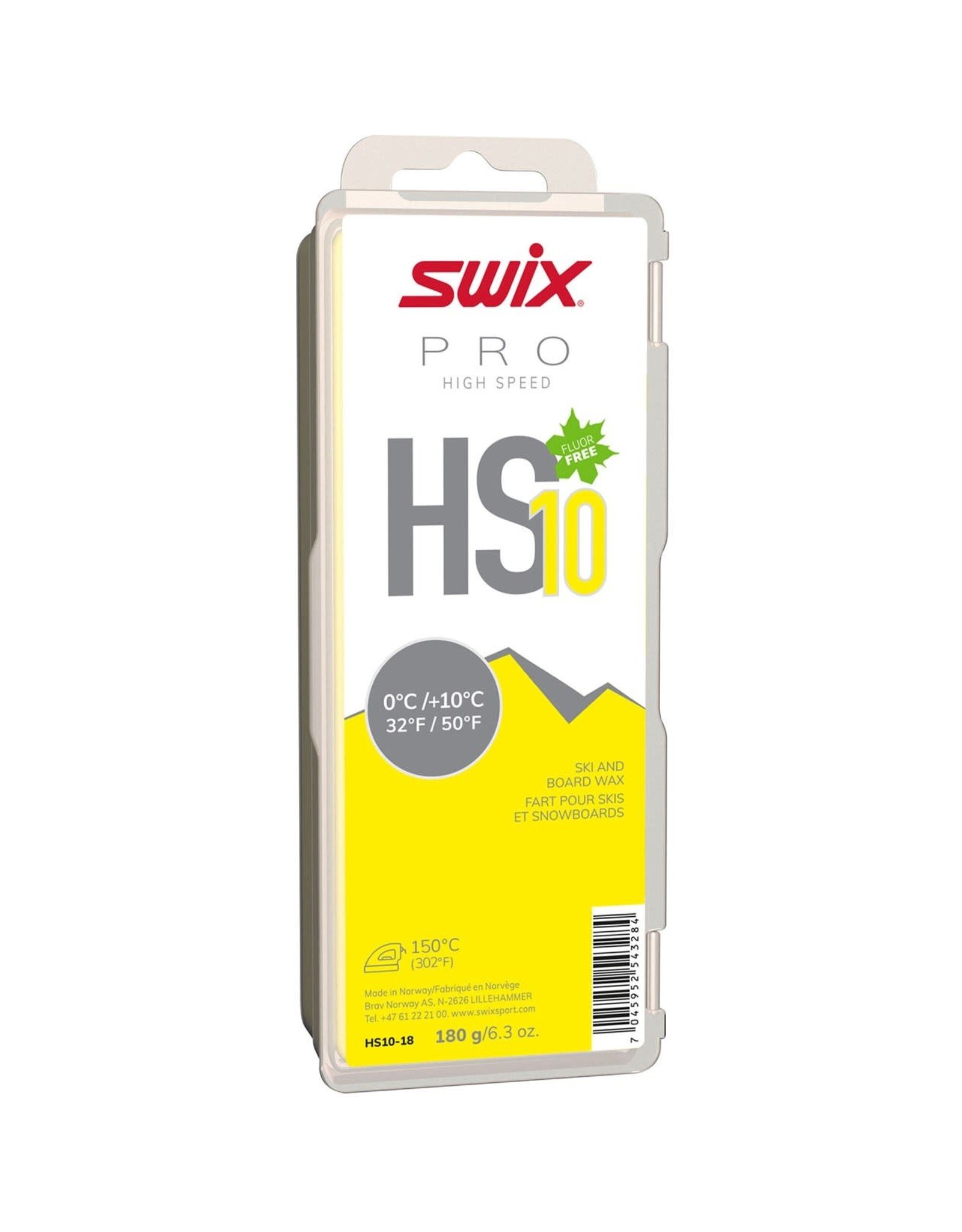 Swix SWIX, Glide Wax, HS10 Yellow, 0 degC/+10degC, 180g