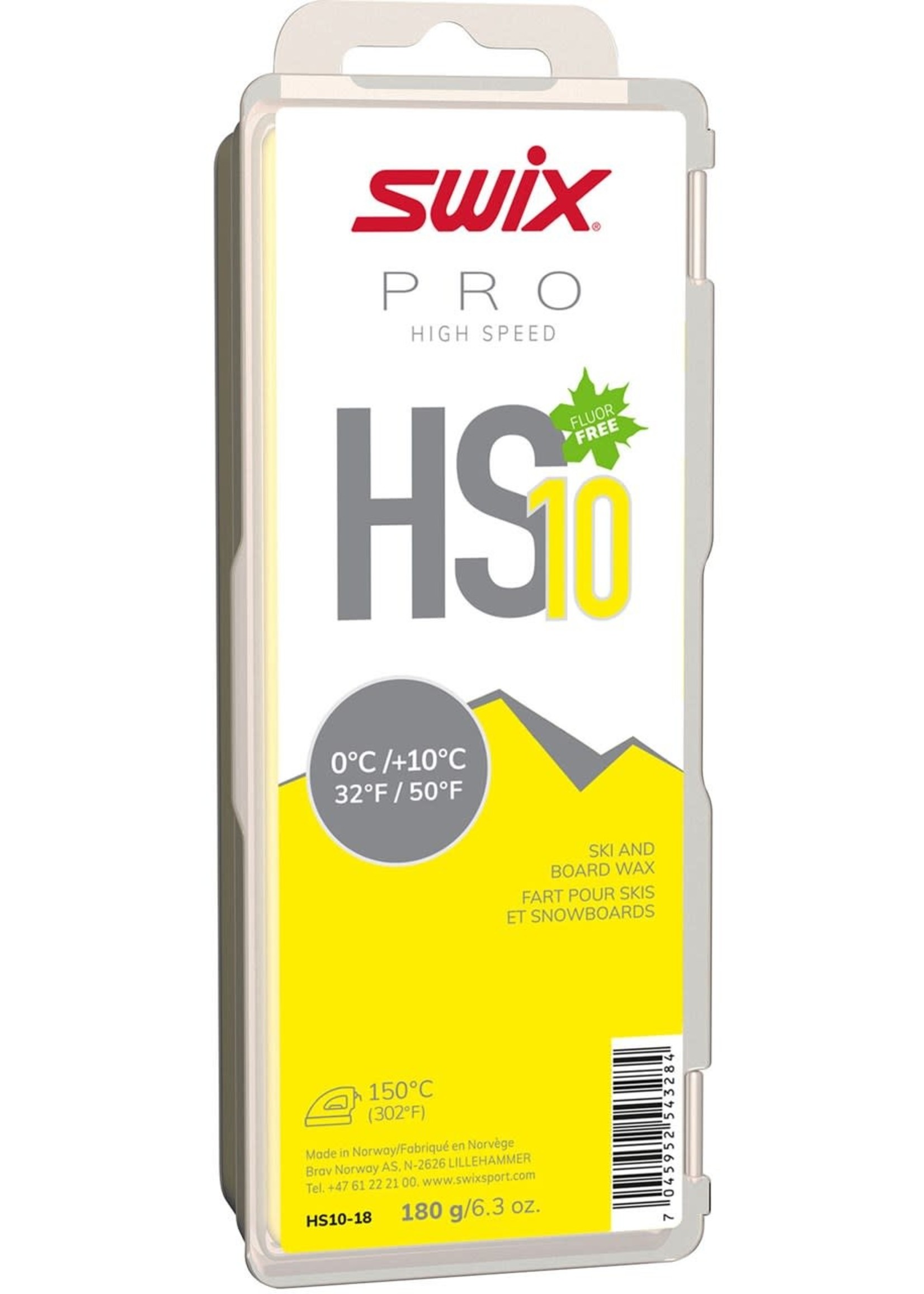 Swix SWIX, Glide Wax, HS10 Yellow, 0 degC/+10degC, 180g