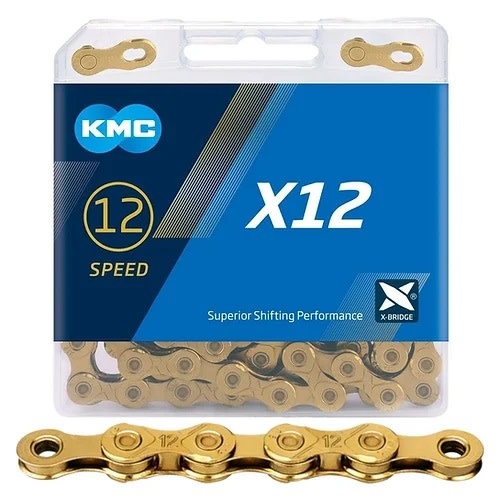 KMC, X12-Ti Chain, Speed: 12, Links: 126, Gold - The Cyclery