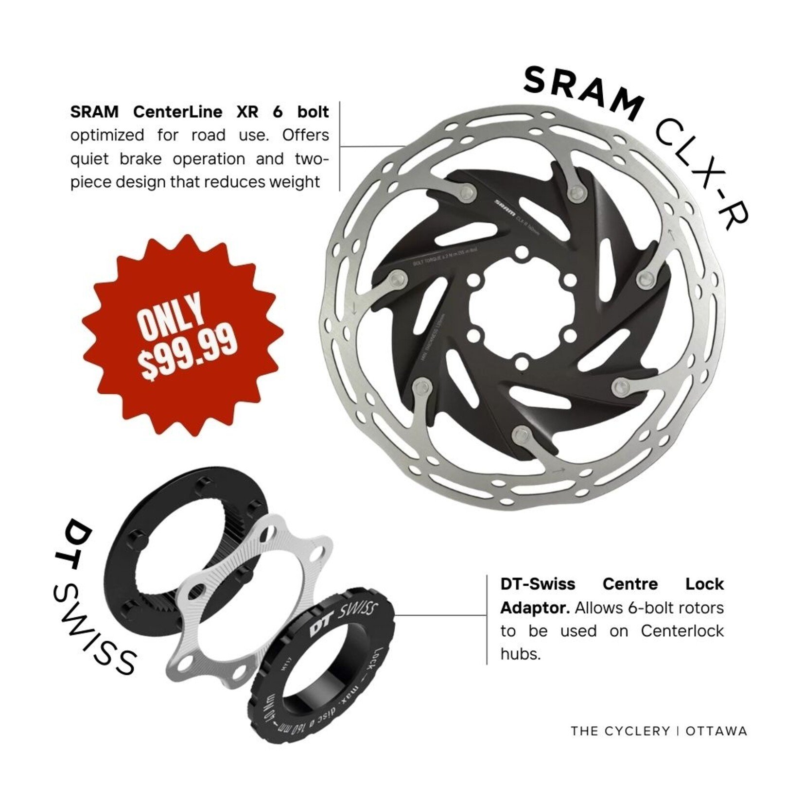 SRAM SRAM CLX-R 160mm & DT Swiss Adapter - Combo