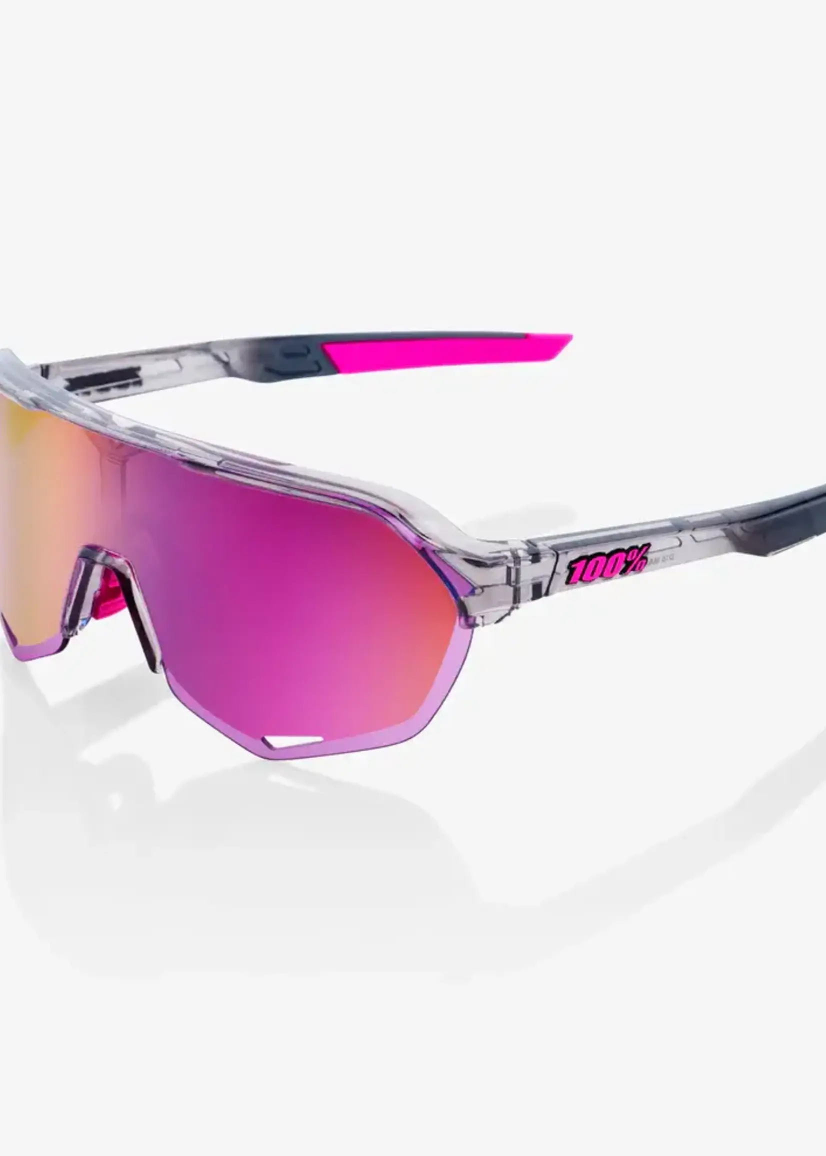 100% 100% S2 Tokyo Night Edition Sunglasses, Polished Translucent Grey frame - Purple Multilayer Mirror Lens