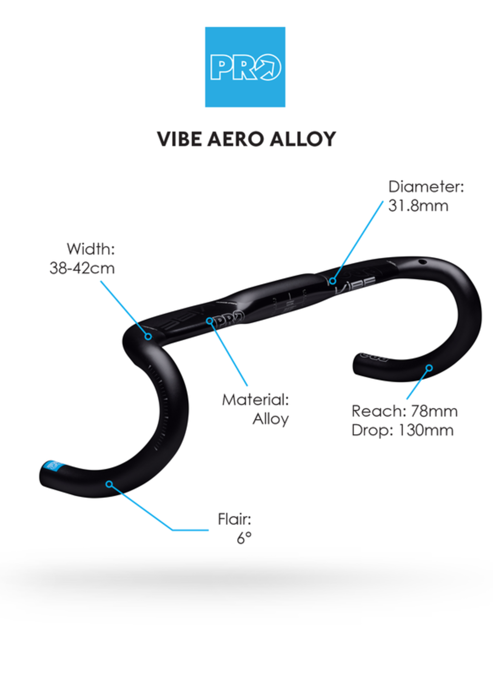 Pro PRO, VIBE AERO ALLOY HANDLEBAR / 6 DEGREE FLARE / 31.8MM