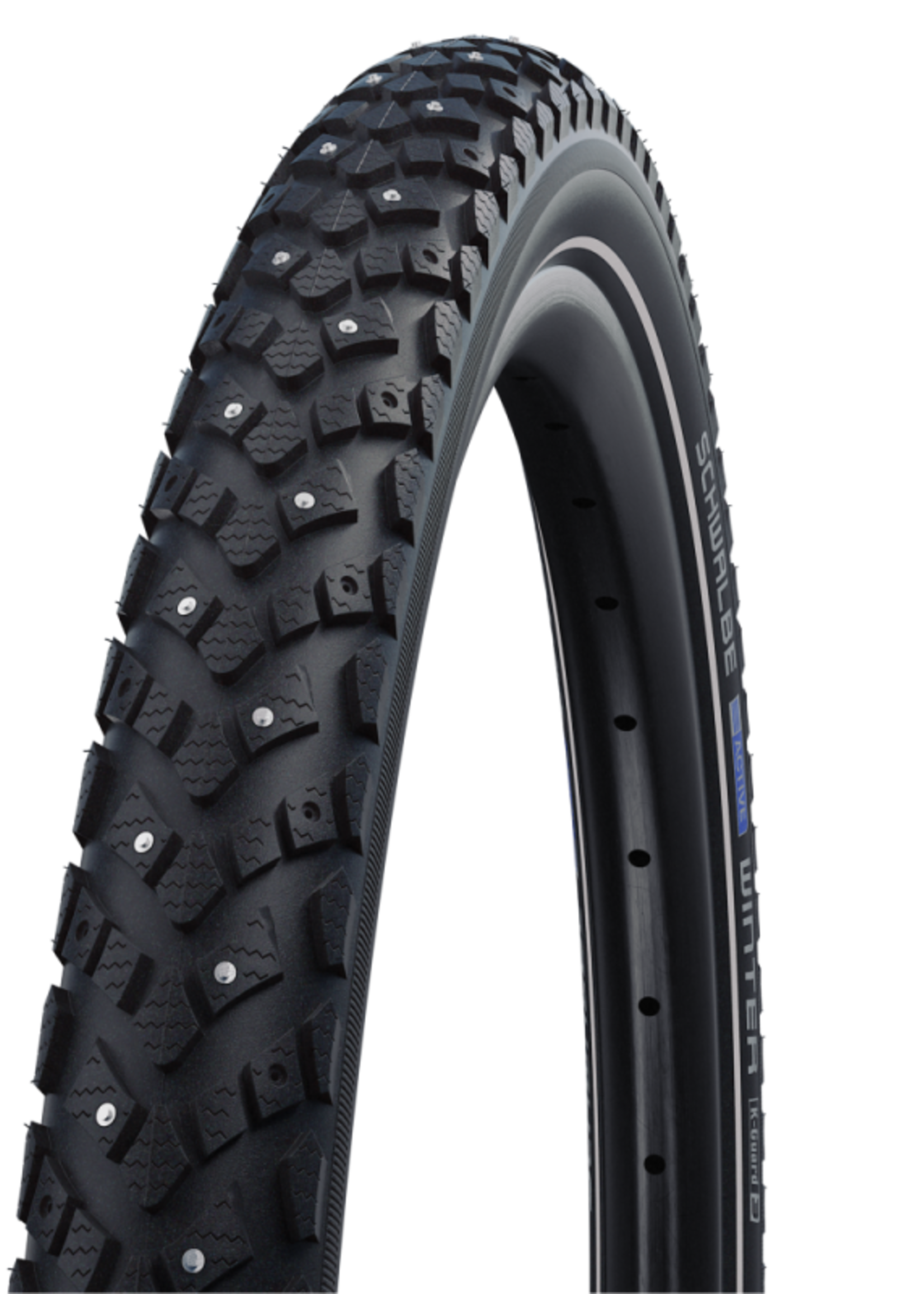 SCHWALBE SCHWALBE, Tire, Winter, 700x35C, Wire, Clincher, Winter, KevlarGuard, Reflex, 50TPI, Black