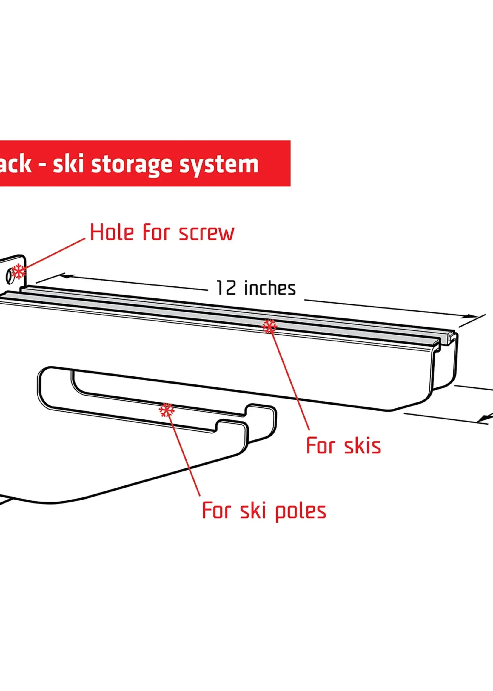 Skijack Ski and Snowboard Wallmount Storage Hanger grey