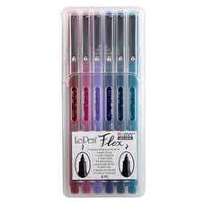 Marvy Uchida Le Pen Flex Set,  6-Pen Jewel Colors