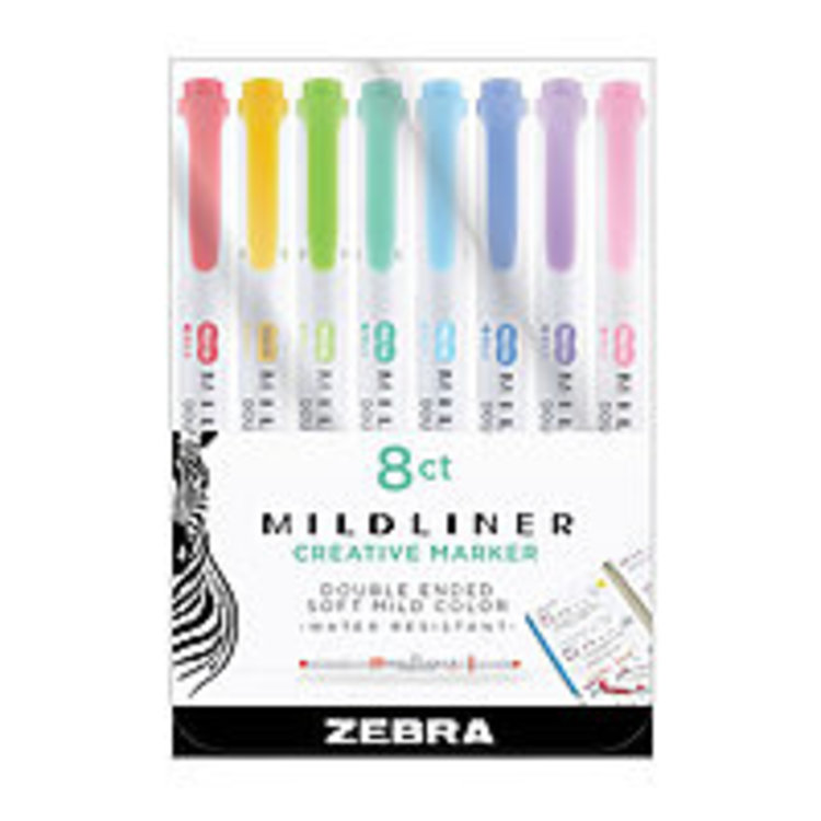 Zebra MILDLINER HIGHLIGHTER DBLE AST 8PK