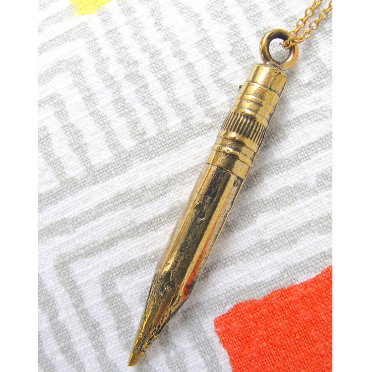 Gold Teeth Brooklyn Brass Pencil necklace