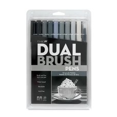 Tombow Dual Brush 10-Color Gray Scale Pen Set