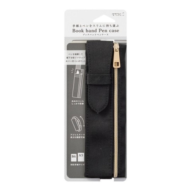 Midori Book Band Pen Case B6 - A5 Black