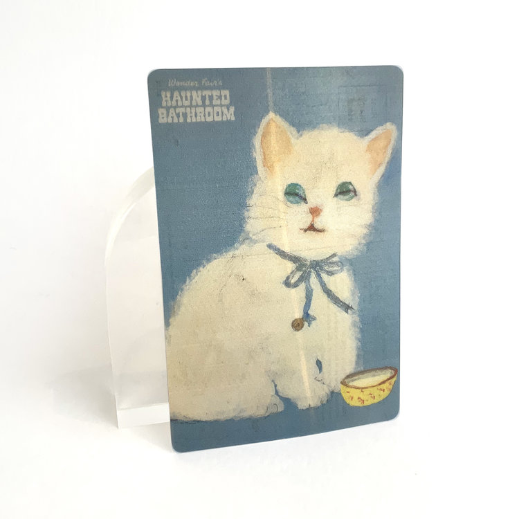 Wonder Fair Haunted Bathroom Lenticular Cat Postcard